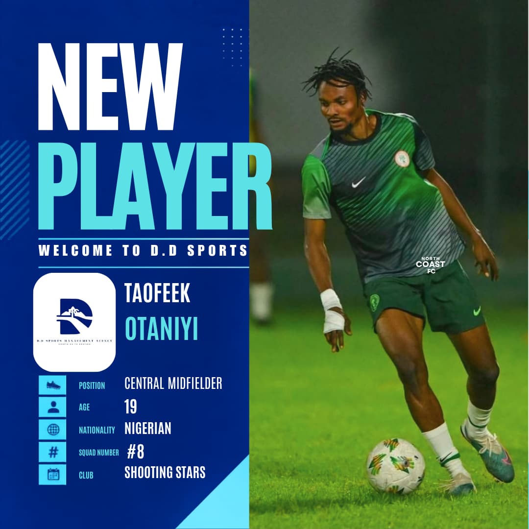 D.D Sports Management Agency Signs Exciting Nigerian Prospect Taofeek Otaniyi